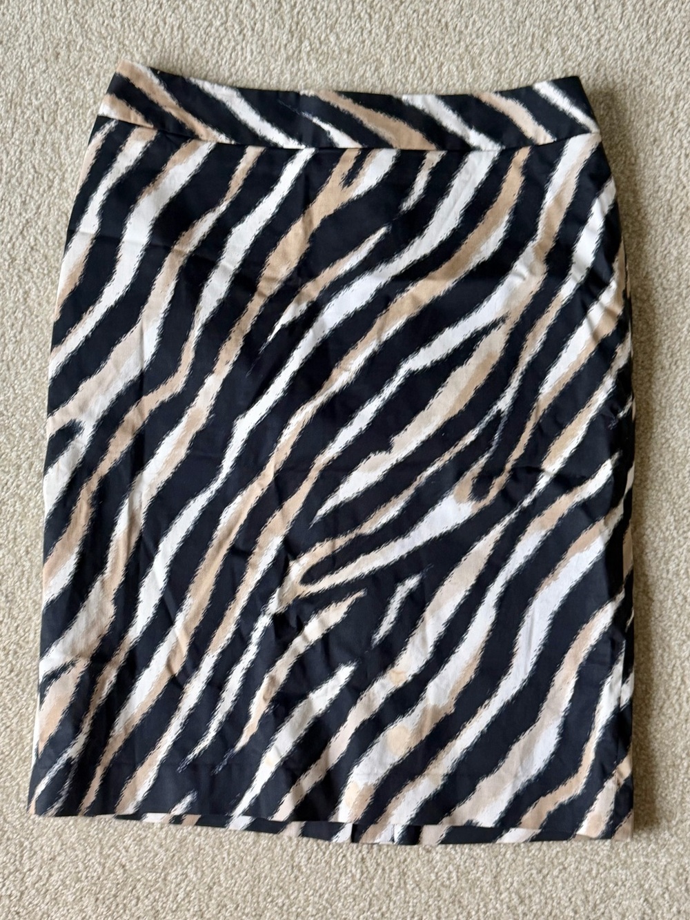 Talbots Black White & Tan Zebra/Animal Print Pencil Skirt Size 8